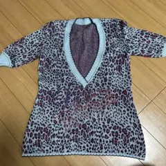 未使用 伊太利屋 レオパード 豹柄 ヒョウ柄 トップス ラメ ピンク 水色のサムネイル