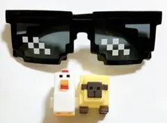 【処分価格】 マインクラフト にわとり 羊 ピクセル サングラス 3点セット