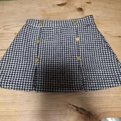 フレアスカート チェック柄 ゴールドボタン付き