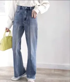 新品未使用 美脚ジーンズ パンツ セミフレア