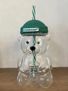 新品 韓国 スターバックス クマ型ガラスタンブラー
