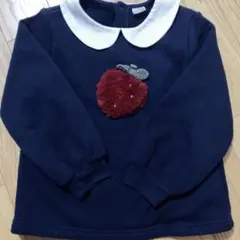 petit mainプティマインいちごファーパール裏起毛ネイビートレーナー120