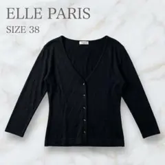 ELLE PARISざっくりVネック透け感カーディガン 七分袖　黒羽織りS〜M秋のサムネイル
