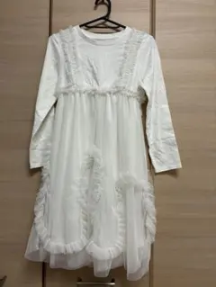 H&M フリル付きホワイトドレス 140cm