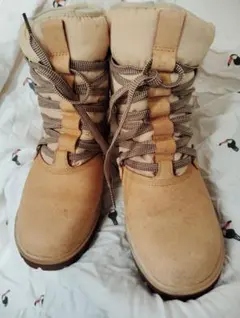 Timberland 希少モデル足元暖かい内側ボアベージュ レースアップブーツ