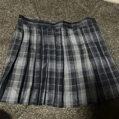 ネイビーとグレーのチェック柄プリーツスカート コスプレ衣装