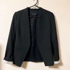 theory TAILOR ノーカラージャケット ストライプ裏地 ブラック 通勤