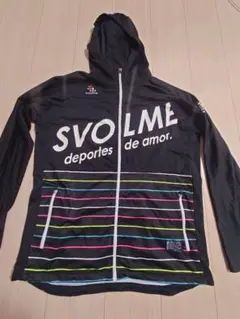 SVOLME フード付きジャケット 黒/ストライプ