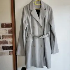 グレー系 ダブルブレスト トレンチコート