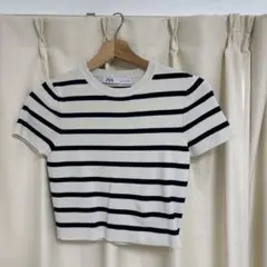 ZARA クロップドニット　半袖のサムネイル