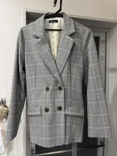 【美品】チェック ダブルブレストジャケット M