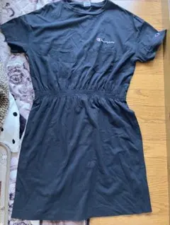 Champion ブラック 半袖カットソーワンピース Women's M