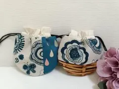 ☆ハンドメイド☆　まんまるミニ巾着　2点セット　北欧柄