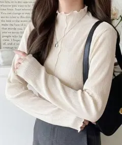 【新品】上品な光沢感。2wayメロープリーツハイネックトップス