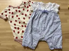 ミキハウス　花柄ロンパース Baby Cheer 苺柄ロンパース