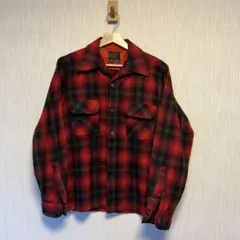 Sears ボードシャツ オンブレチェック ウールシャツ 開襟シャツ 70s