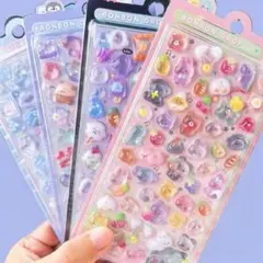 シール ブルー 5シートセット 3D こども 平成 ぷくぷくシール 立体シール