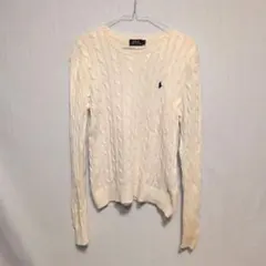 ポロラルフローレン ケーブルニット セーター 刺繍ロゴ クルーネック L