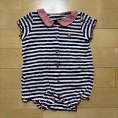 familiar 美品　ストライプロンパース（ネイビー/ホワイト）