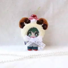 ❤︎被り物ぬい服10cm/さくらんぼ乗せ プリン色のくまさん.着ぐるみにじぱぺっと