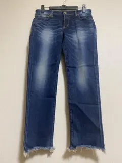 スキニージーンズ　裾フリンジ