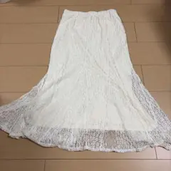 白 レーススカート ロングスカート