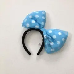 ディズニー ミニー 水玉 ドット デカリボン ビッグリボン カチューシャ 水色