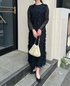 新品✨️ グリーンレーベル ワンピース　オケージョン ジャガード フリンジ