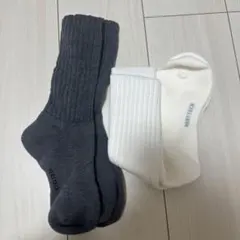 UNIQLO ヒートテック ルーズソックス ダークグレー オフホワイト