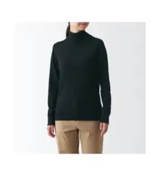 無印良品　首のチクチクを抑えたタートルネック洗えるセーター　婦人　Ｍ　黒