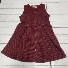 120サイズ ワンピース 秋服 冬服 赤のチェック