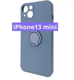 iPhone13 mini 5.4汎用スマホケース スマホリングネイビーブルー
