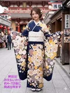 綺麗なロイヤルブルー□豪華振袖□枝垂れ桜貝桶文□金彩□逸品 - メルカリ