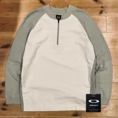 ロンT 古着 90s OAKLEY オークリー L ハーフジップ 希少 レア 白のサムネイル