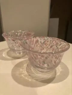 カラフルな模様のグラスお猪口2個セット