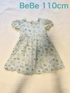 BeBe(べべ) ライトモスグリーン花柄ワンピース 110cm