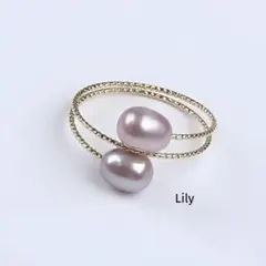 ✨ 天然 淡水パール パープル リング 指輪 ゴールド エレガント