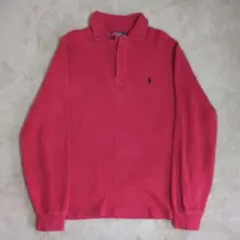ポロ　ラルフローレン　スウェットポロシャツ　赤　長袖　ポニー　レッド