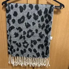 希少　クレージュ ヒョウ柄アクリルマフラー グレー/ブラック　　最終お値下げ