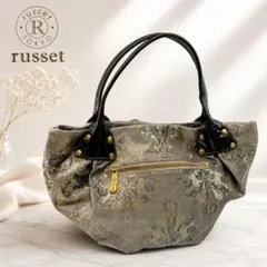 russet ラシット ハンドバッグ ダマスク柄 エナメルハンドル ゴールドのサムネイル