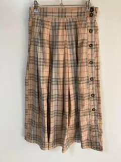 AS KNOW AS チェック柄 サイドボタン ひざ丈スカート