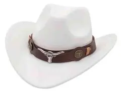 ウエスタンハット 白 ホワイト カウボーイハット テンガロンハット ロカビリー