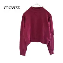 長袖ニットセーター M ワインレッド ハイネック シンプル クロップド丈 薄手