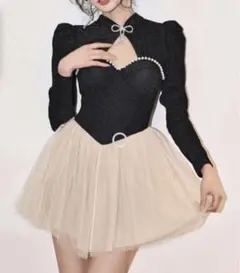 【値下げ】水着 長袖バレリーナチュールワンピオールインワン 体型カバーワンピース