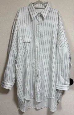 オーバーサイズ長袖シャツ ホワイトストライプ