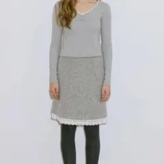 Sinoon Lace Midi Skirt (Melange Grey)