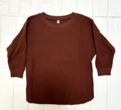 UNIQLO ユニクロ ワッフル クルーネックT 7分袖 S ブラウン