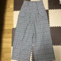 GU チェック柄 ワイドパンツ Lサイズ