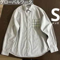 チェック柄ポケット付き長袖シャツ