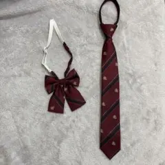 SHEIN学生服 リボン ネクタイ 2点セット ワインレッド チェック
